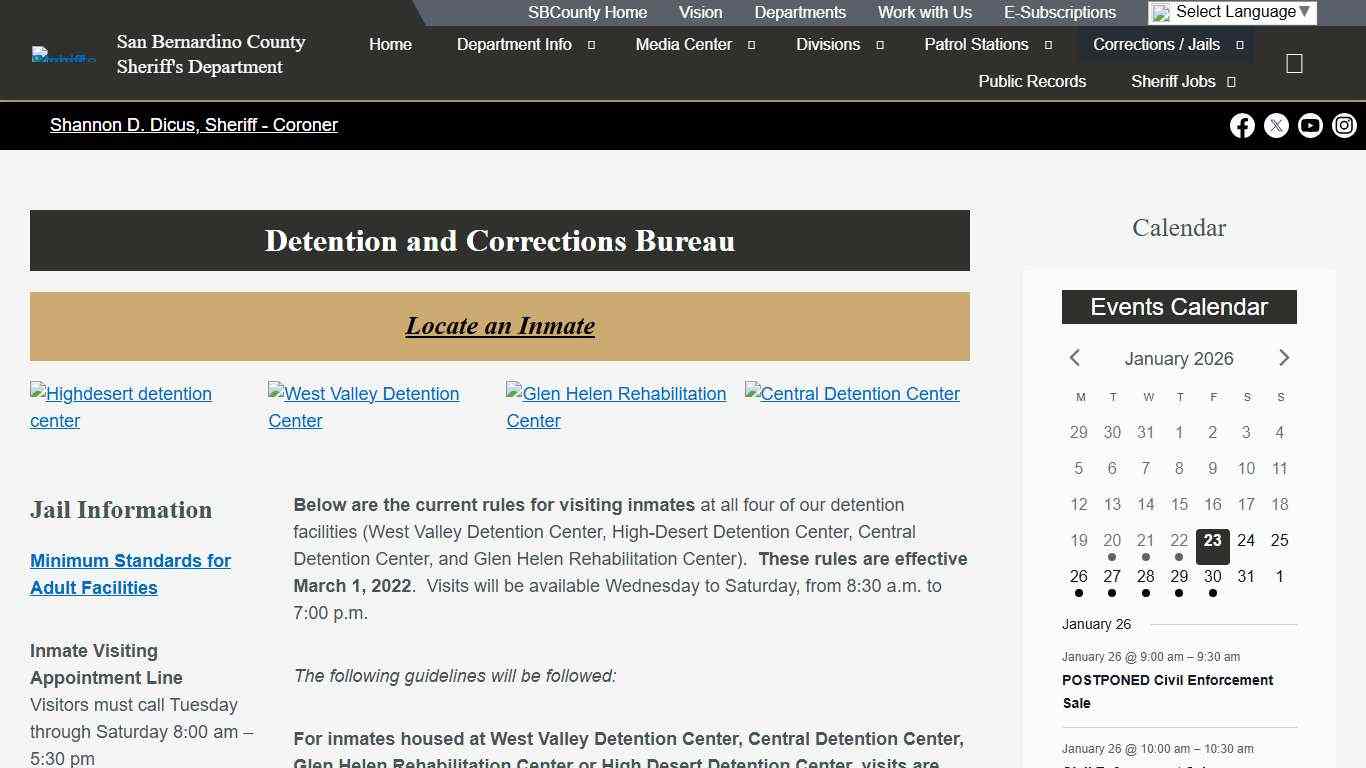 Corrections / Jails – San Bernardino County Sheriff's Department